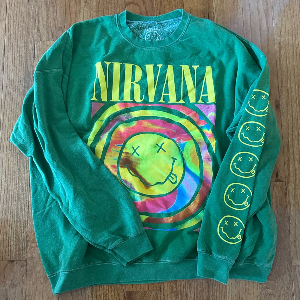 NIRVANA Green Tie-Dye Graphic Hoodie